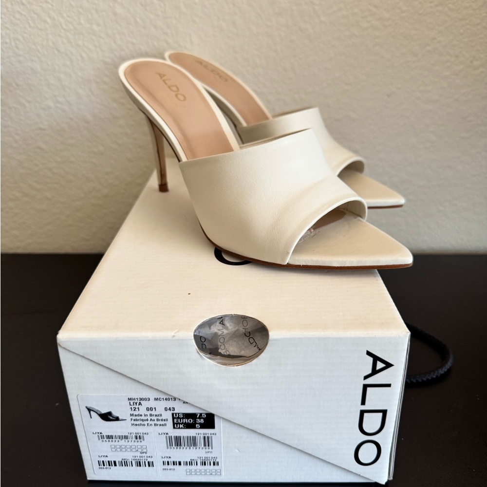 ALDO Women's Cream Heeled Mules
